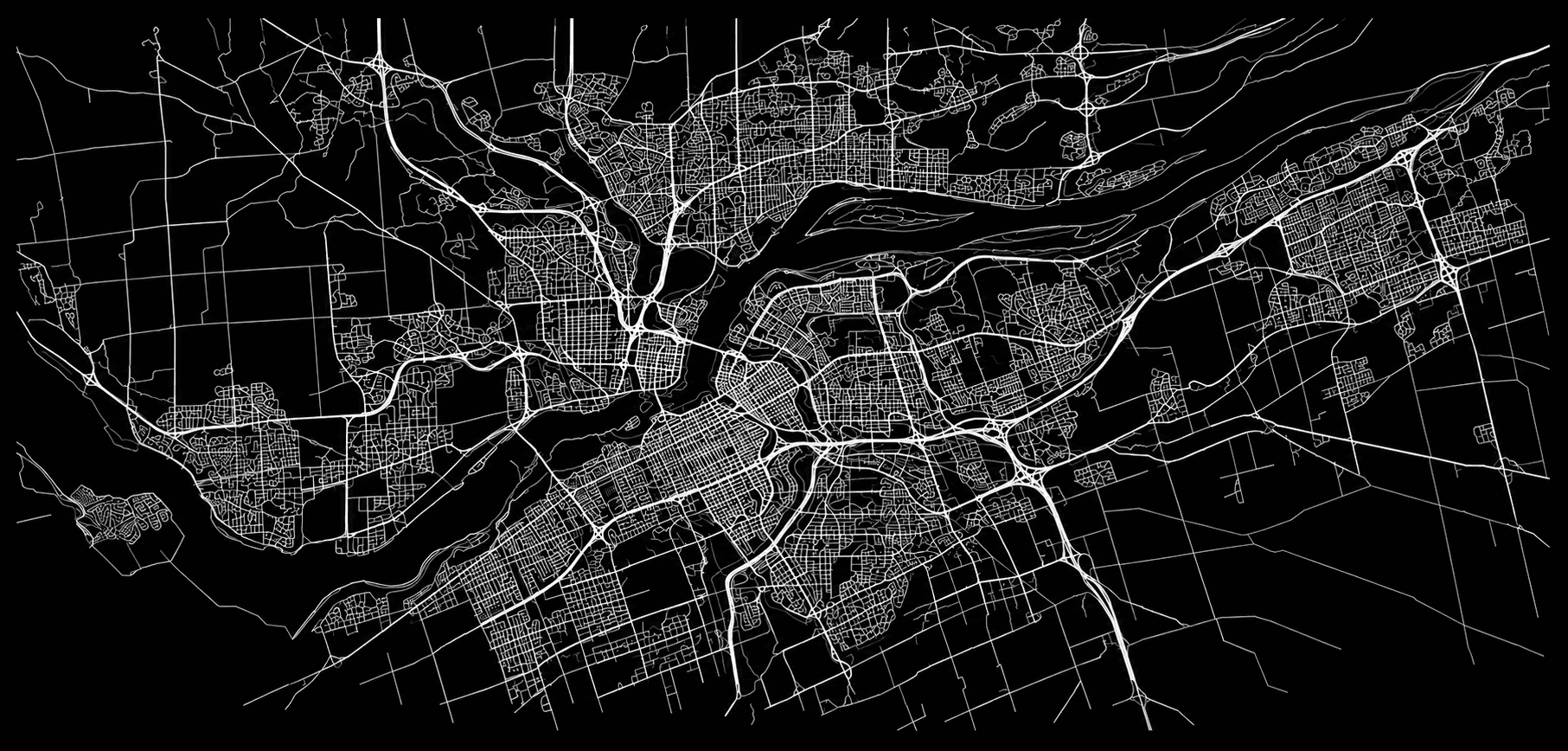 Map of the Ottawa-Gatineau areas Arcadion serves